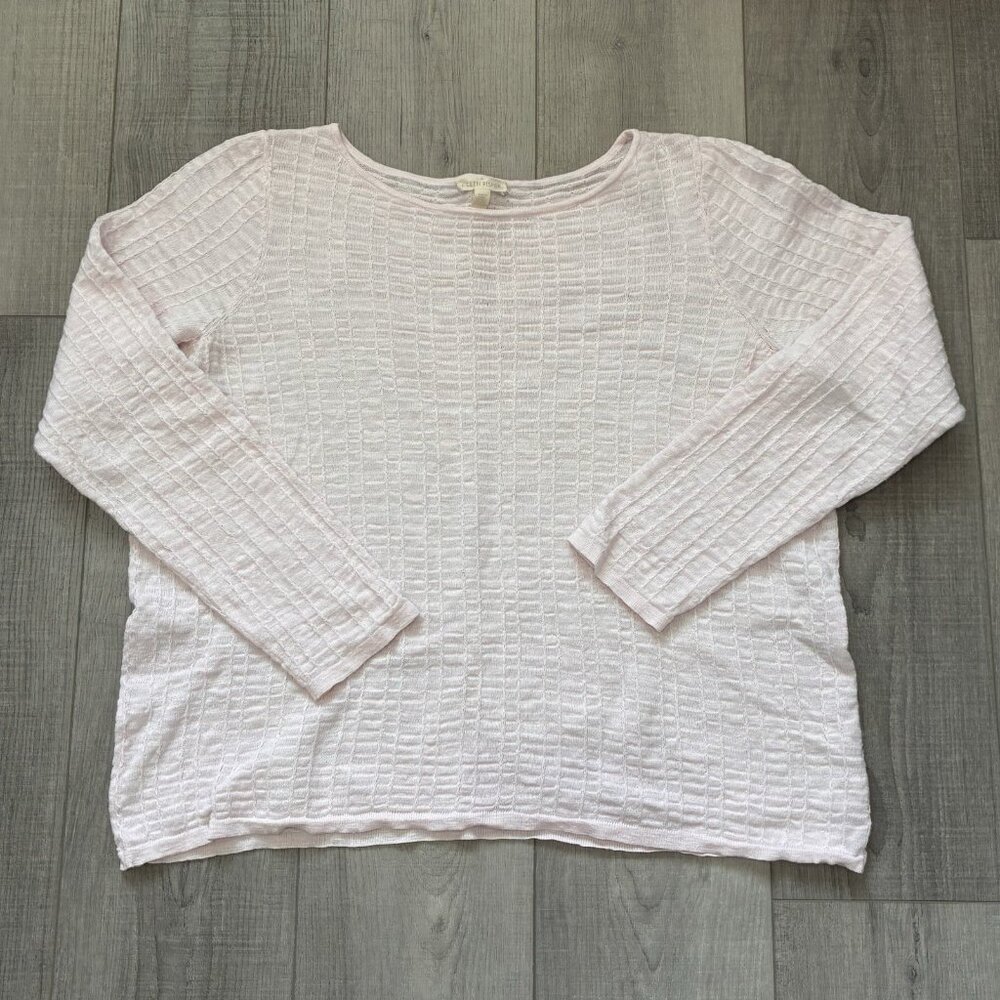 Eileen Fisher Sweater Womens Xl Organic Cotton Linen Soft Pink Scoop Neck Luxury
